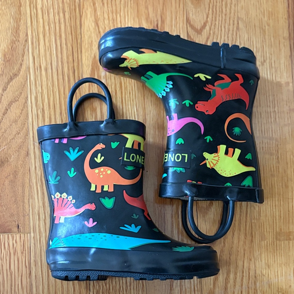 Lone Cone Kids Dinosaur “Fossil Friends”Rain Boots - Black